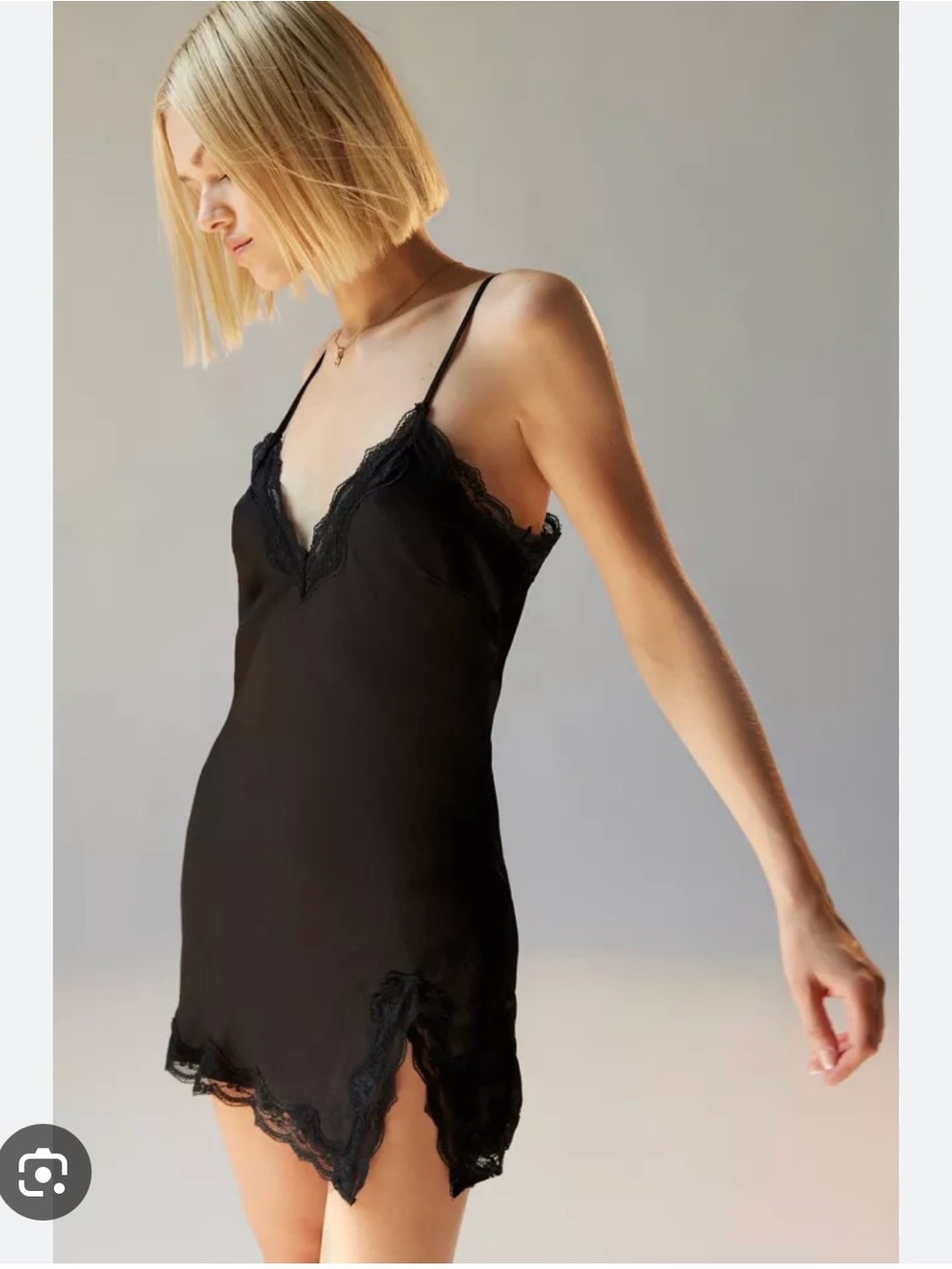 Urban Outfitters Black Lace-Trim Slip Dress